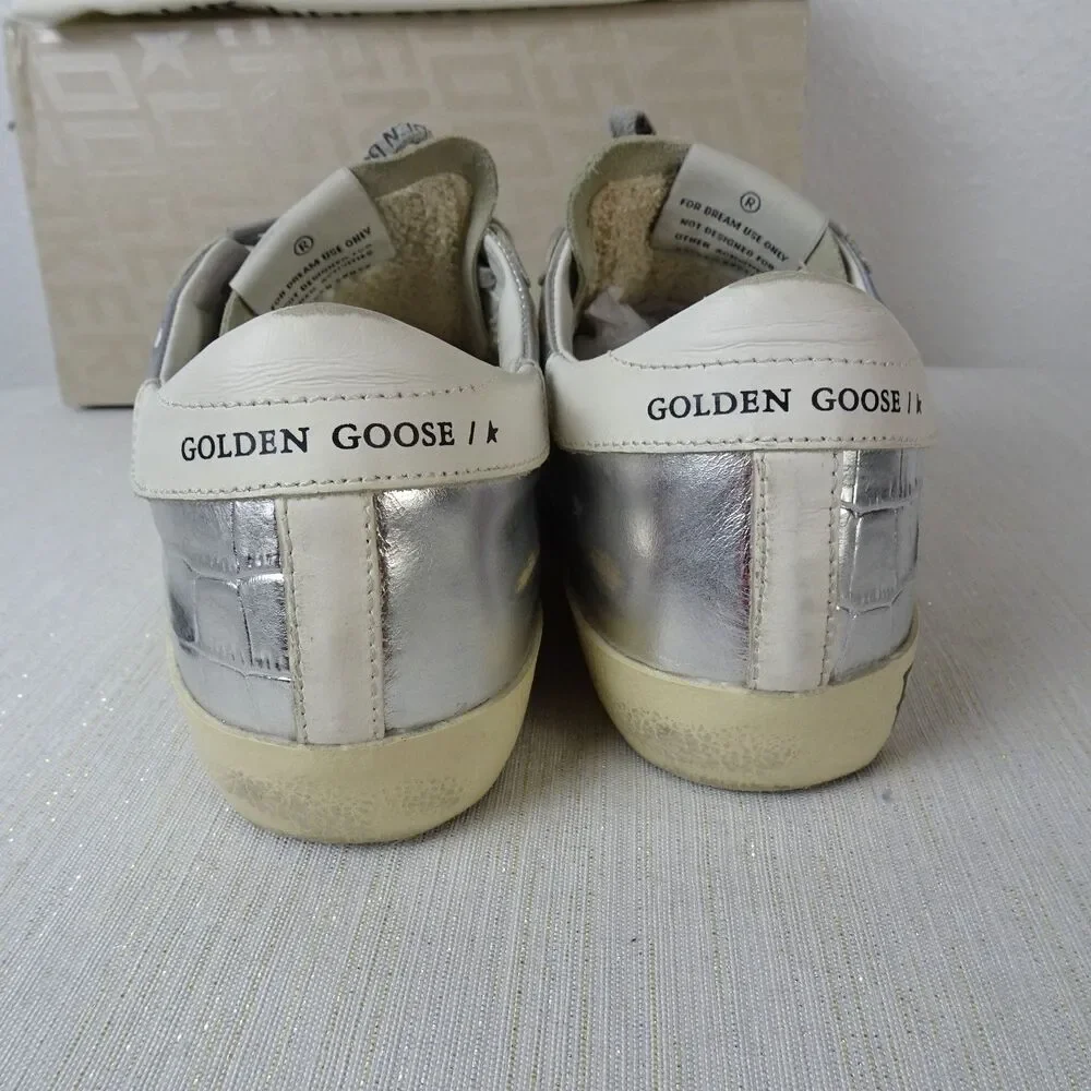 Golden Goose Sneakers Super Star Penstar Silver White Leather Women 36
